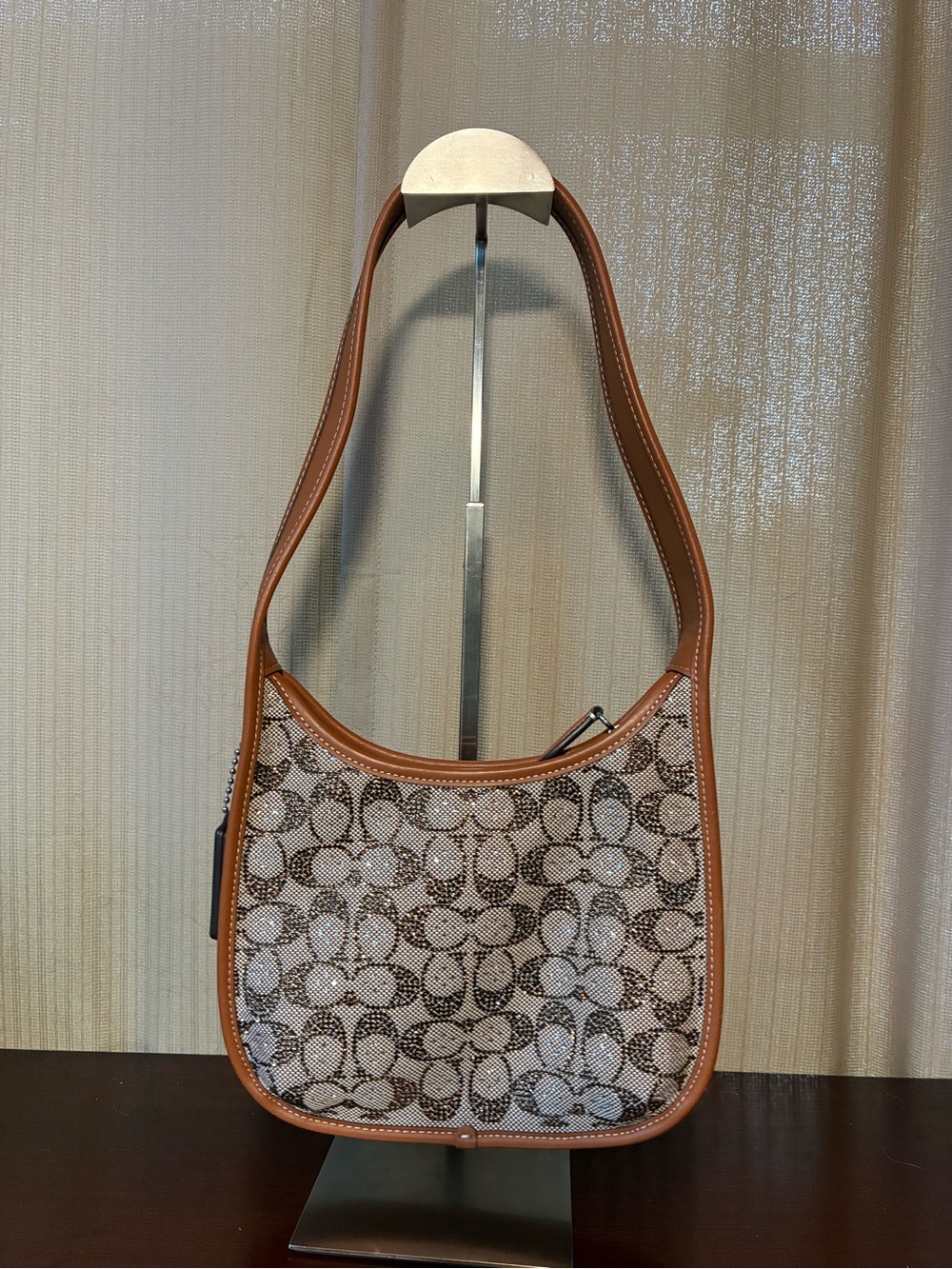 Coach Curve Crystal Signature Canvas Shoulder Bag NWT